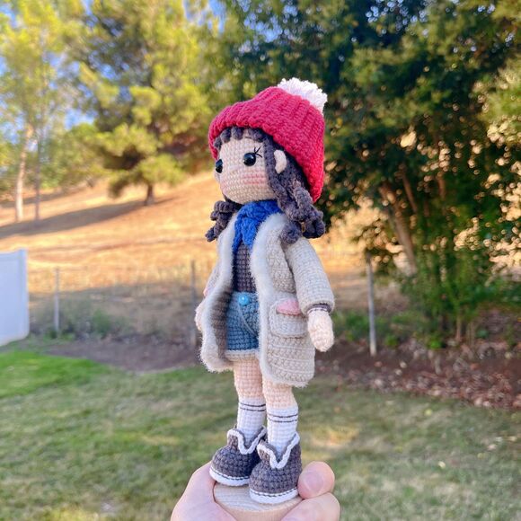 Handmade Luna Scout Winter Girl Crochet Doll 10″ | Amigurumi Snow Explorer Plush - Picture 5 of 8